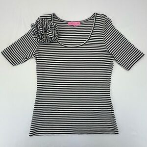 Sinclaire 10 Striped Scoop Neck Cotton Retro Pinup Top 3/4 Sleeve Size Large